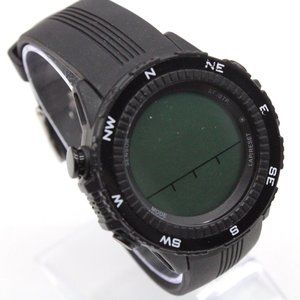 Lad Weather Digital Watch Mens Black Tone Stainless Steel Outdoor Rubber Band